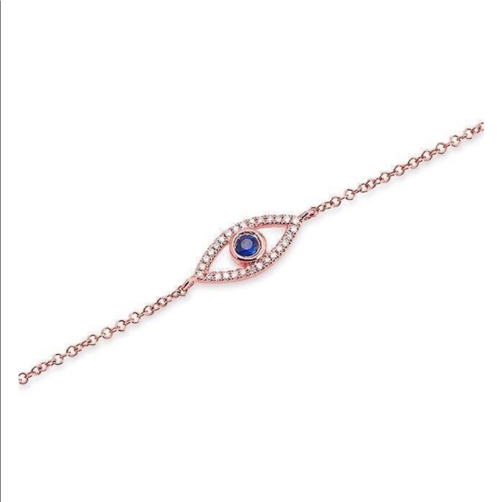 14kt Rose gold blue sapphire diamond bracelet